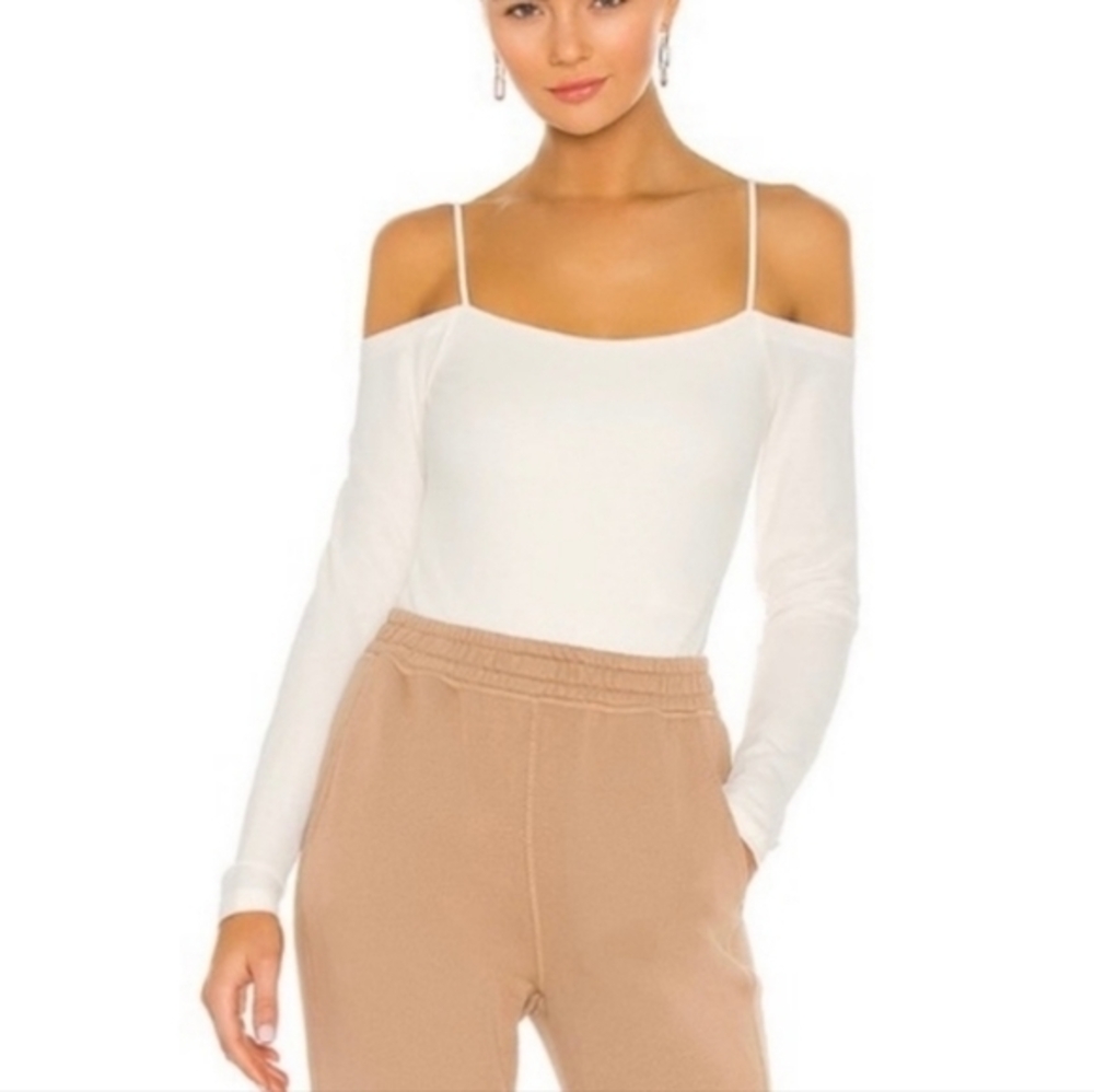 NWT ALLSAINTS Audery Cold-shoulder Stretch Cotton Bodysuit White Size 4
